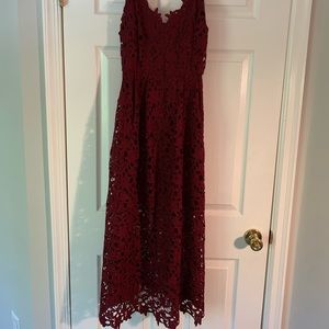 Midi Length A-Line Lace Cocktail Dress